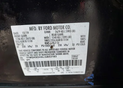 2020 Ford Explorer Xlt from USA, damaged, VIN 1FMSK8DH6LGB53183